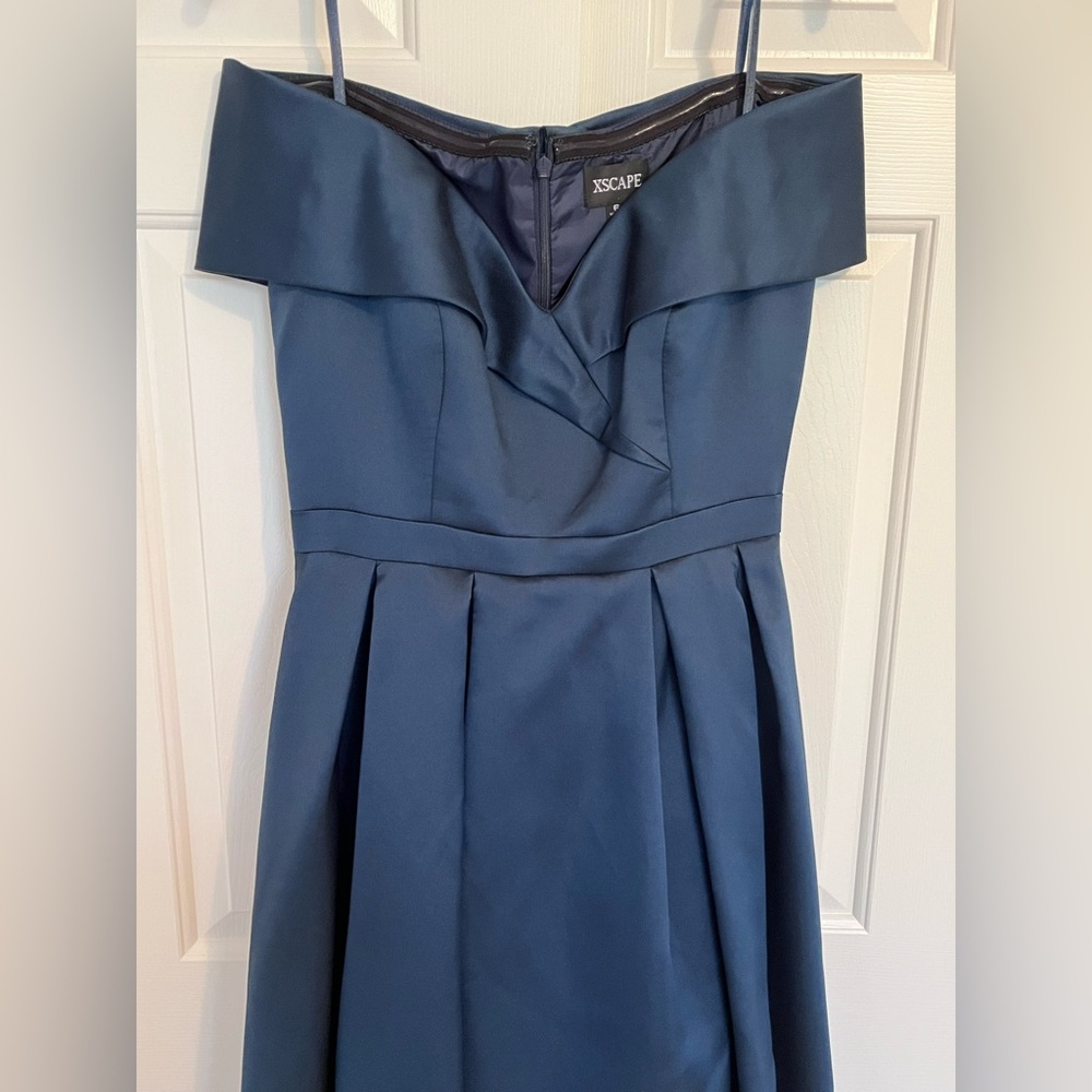 Xscape Women's Sweetheart-Neck High-Low Ballgown, Midnight Blue, size 6, worn 1x - Picture 5 of 13